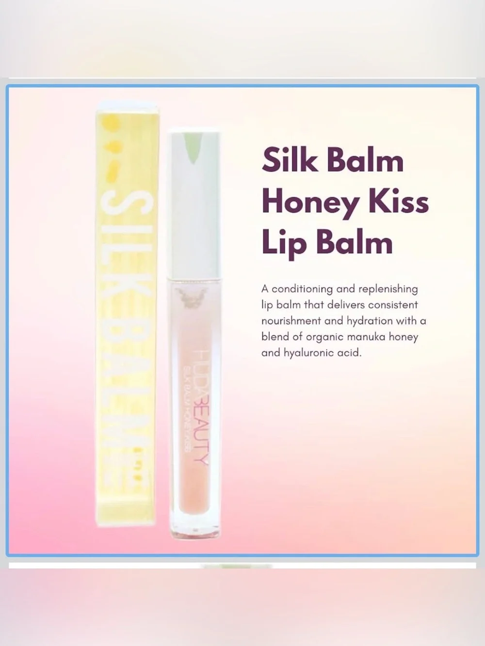 Huda Silk Balm Honey Kiss Lip Balm Queen Bee Plumping Lip Balm New in Box